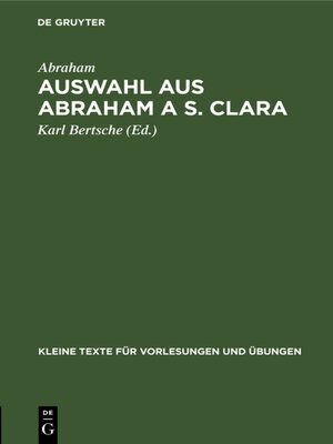 cover image of Auswahl aus Abraham a S. Clara